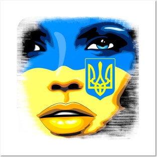 Ukraine Flag painted on Beautiful Girl Portrait Posters and Art